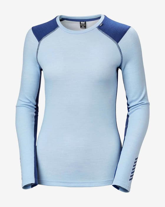 Maillot de corps Helly Hansen Lifa Merino Midweight Crew manche longue bleu clair femme