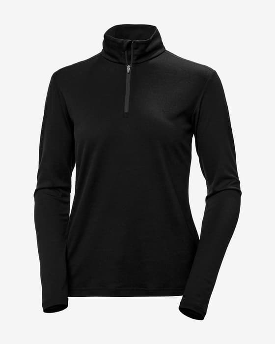 Camiseta interior Helly Hansen Merino Half Zip manga larga negro mujer
