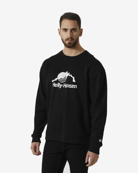 Sudadera Helly Hansen Yu Crew 2.0 negro estampado blanco