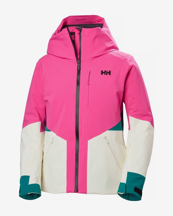 Chaqueta con capucha Helly Hansen Kvitfjell Race Insulated rosa blanco verde mujer