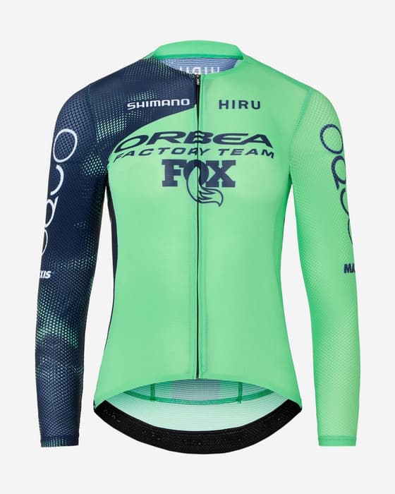 Maillot Hiru Orbea Factory Team 2025 Race manches longues bleu vert femme