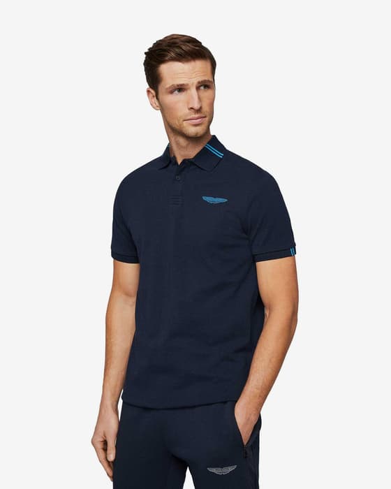 Polo Hackett Aston Martin manga corta azul marino