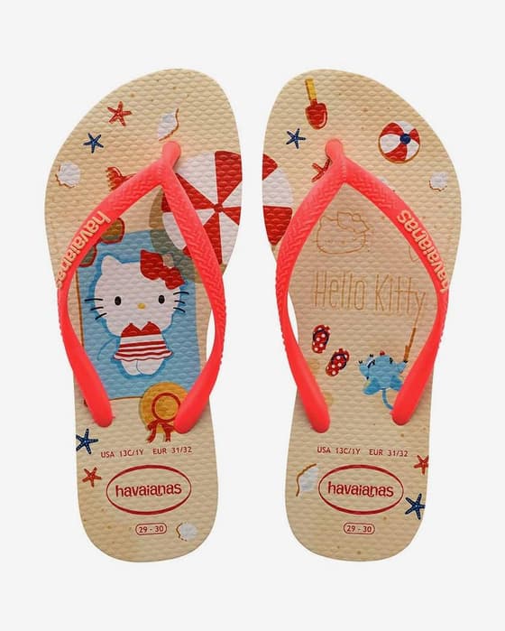 Chanclas Havaianas Slim Hello Kitty beige rojo infantil