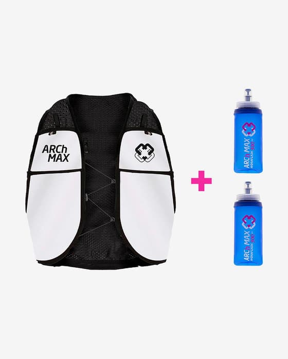 Chaleco hidratación Arch Max E4-2.5 + 2 Hydraflask de 300ml blanco neutro negro