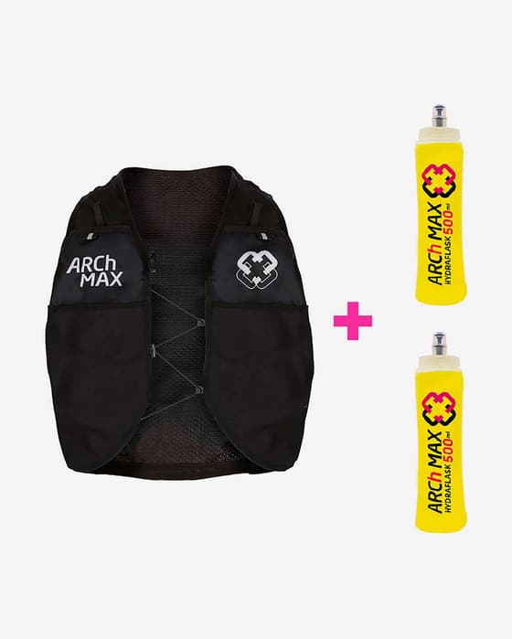 Chaleco hidratación Arch Max E4-6 + 2 Hydraflask de 500ml negro intenso