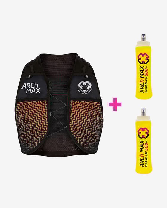 Chaleco hidratación Arch Max E4-6 + 2 Hydraflask de 500ml naranja mate negro