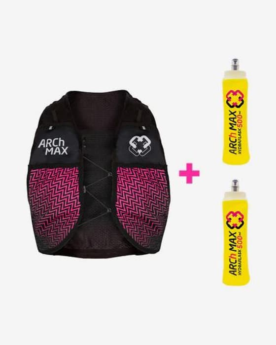 Chaleco hidratación Arch Max E4-6 + 2 Hydraflask 500 ml rosa fucsia