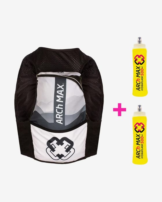 Chaleco hidratación ARCh MAX 8L + 2 Soft Flask 500 ml gris negro