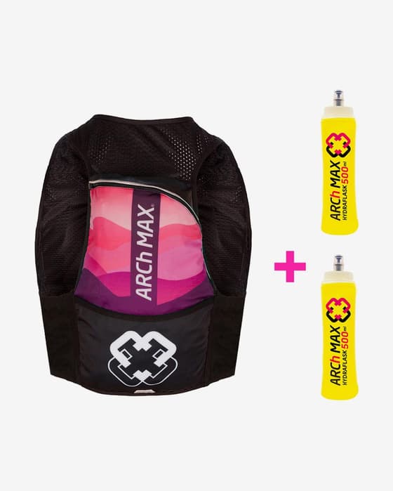 Chaleco hidratación ARCh MAX 8L + 2 Soft Flask 500 ml rosa negro