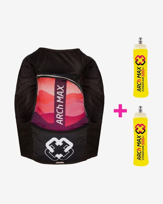 Chaleco hidratación ARCh MAX 8L + 2 Soft Flask 500 ml rojo negro