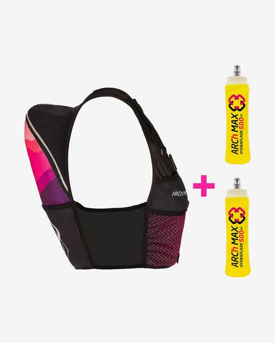 Chaleco hidratación ARCh MAX 12L + 2 Soft Flask 500 ml rosa negro mujer