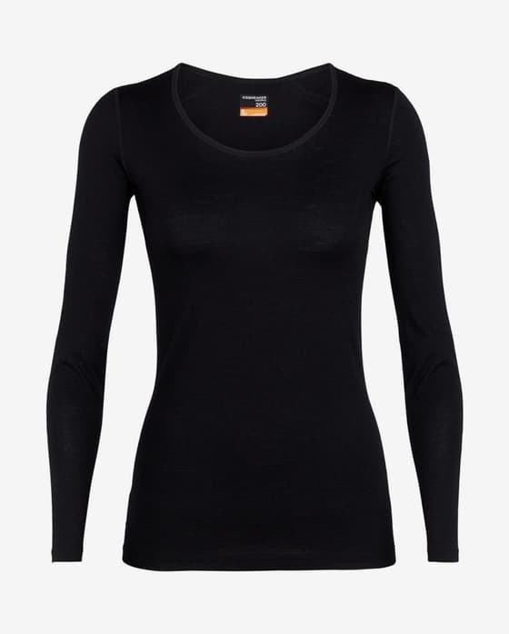 Camiseta interior Icebreaker 200 Oasis Scoop manga larga negro mujer