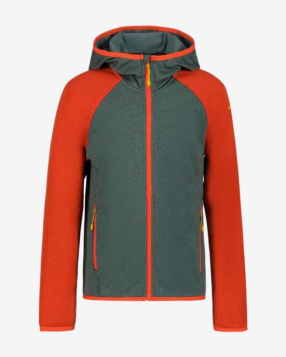 Fleece hoodie Icepeak Keota green orange child