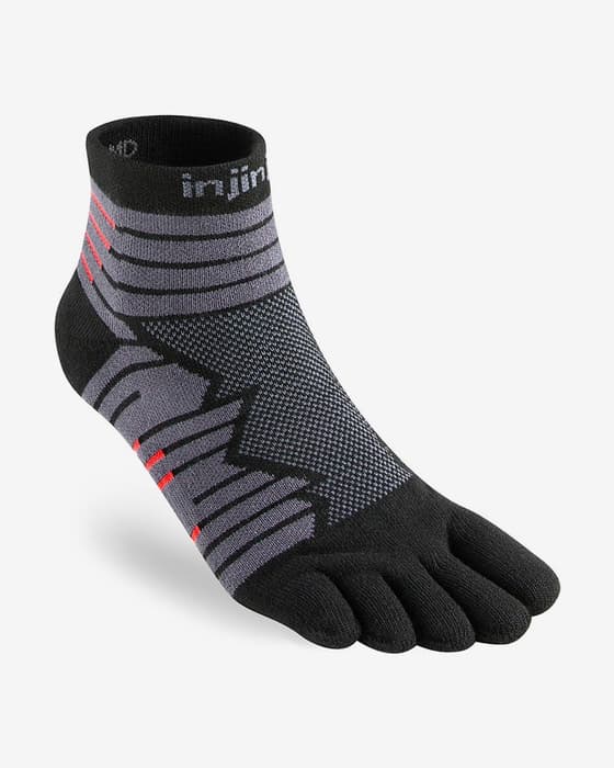 Injinji Ultra Run Mini-Crew Socks Grey Black Red