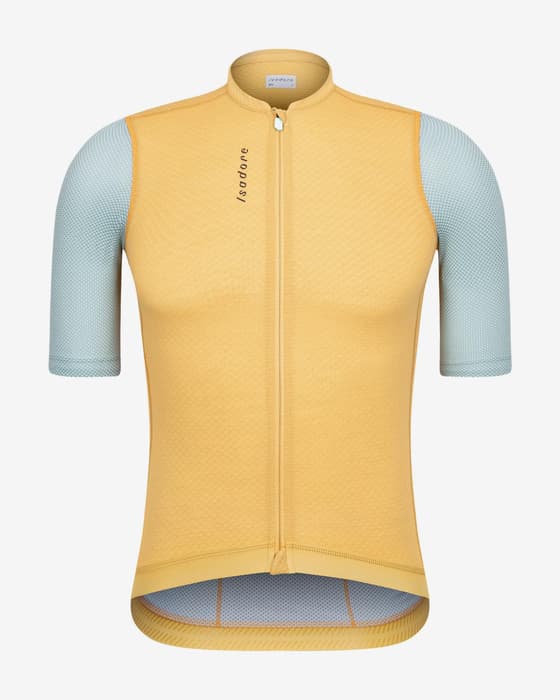 Maillot Isadore Signature Merino Air manches courtes orange bleu clair