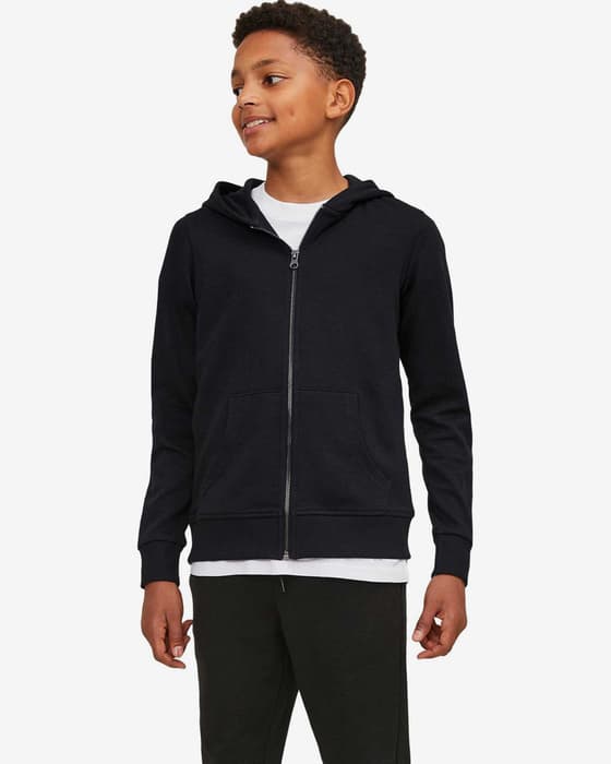 Hooded sweatshirt Jack & Jones Basic Full Zip black for children.