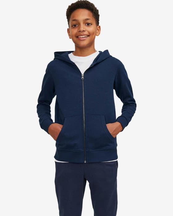 Sudadera con capucha Jack & Jones Basic Full Zip azul marino infantil