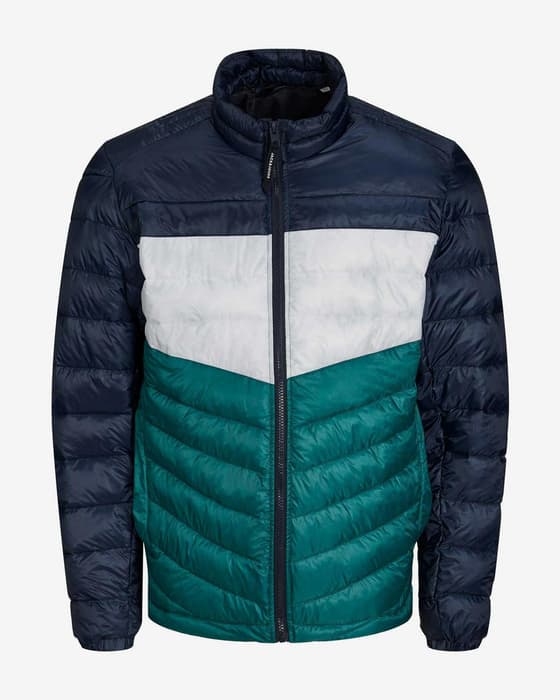 Chaqueta Jack & Jones Hero Puffer azul marino blanco verde turquesa