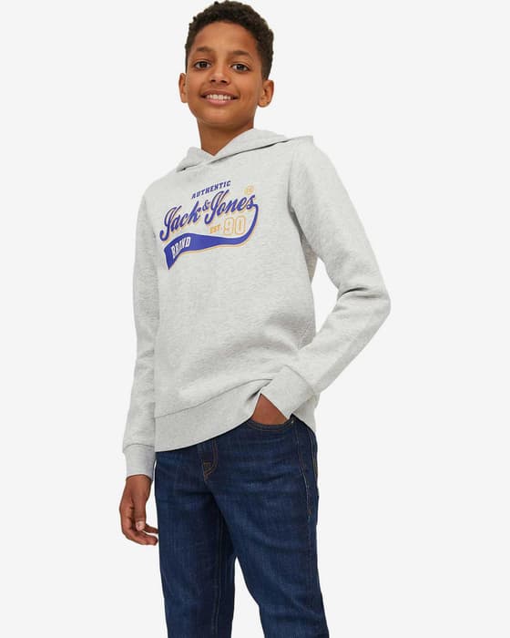Sudadera con capucha Jack & Jones Graphic Logo gris azul naranja infantil