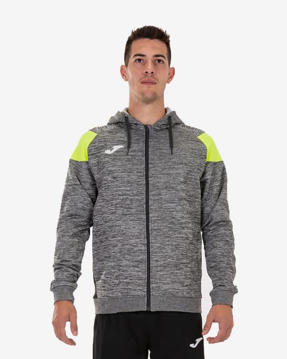 Sudadera con capucha Joma Poly Crew III Full Zip gris verde negro