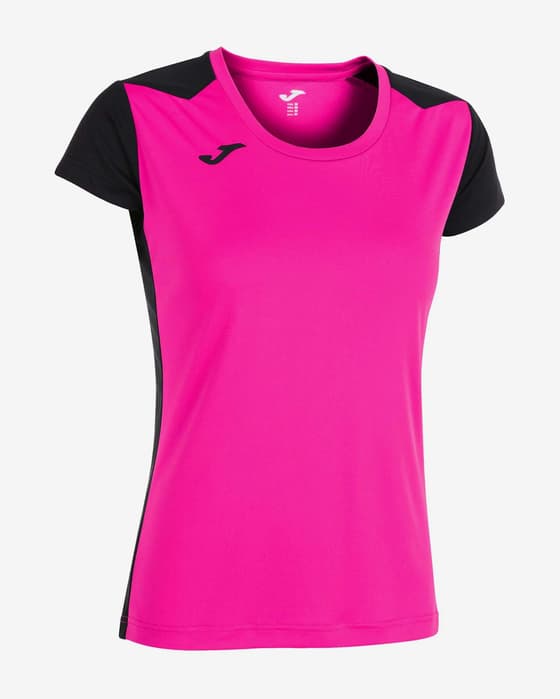 Camiseta Joma Record II manga corta rosa negro niña