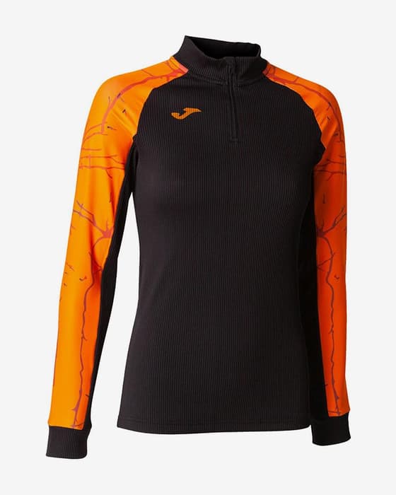 Sudadera Joma Elite IX Half Zip negro naranja mujer