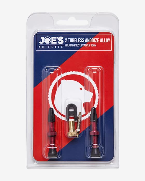 Juego 2 válvulas Joe's FV Tubeless aluminio 36mm rojo