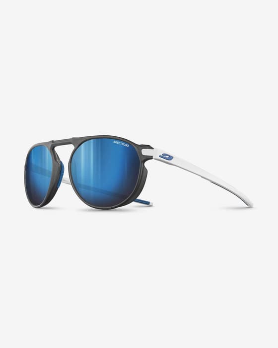 Gafas Julbo Meta negro blanco translúcido mate con lentes espejadas Spectron 3 azul