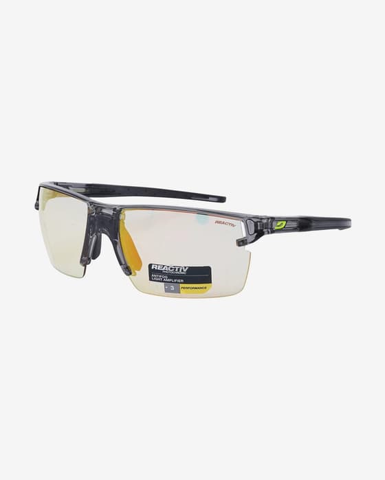 Julbo Outline translucent black sunglasses with Reactiv Zebra Light Fire photochromic orange multicolour lenses
