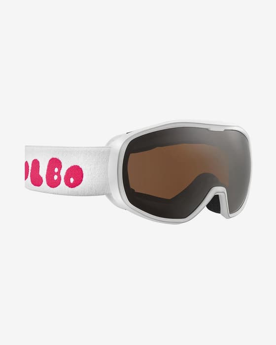Máscara Julbo Spot blanco rosa con lente espejada Spectron 3 Polycarbonate marrón infantil