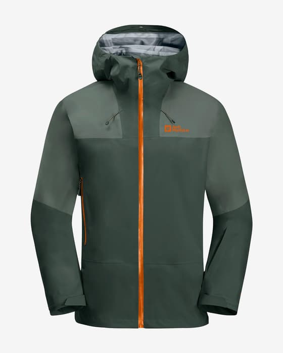 Chaqueta con capucha Jack Wolfskin Alpspitze Tour 3L verde oscuro