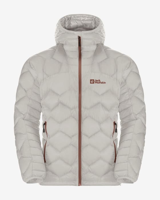 Chaqueta con capucha Jack Wolfskin Alpspitze Down blanco grisáceo