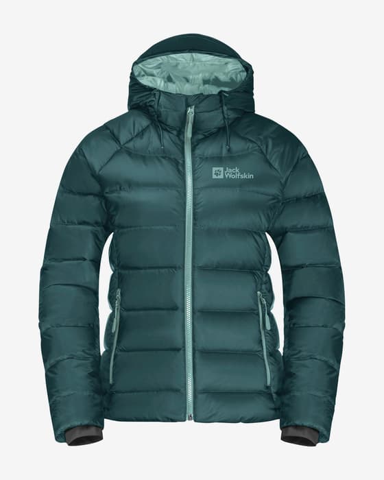 Chaqueta con capucha Jack Wolfskin Nebelhorn Down verde océano mujer