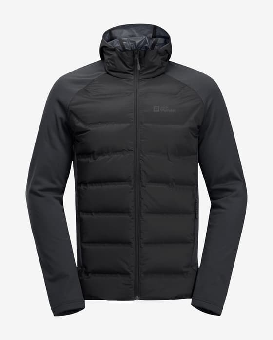 Chaqueta con capucha Jack Wolfskin Tasman Down Hybrid negro