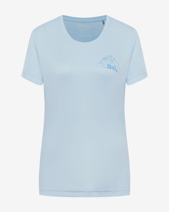 Jack Wolfskin Peak Graphic Short Sleeve T-shirt bluish white Women