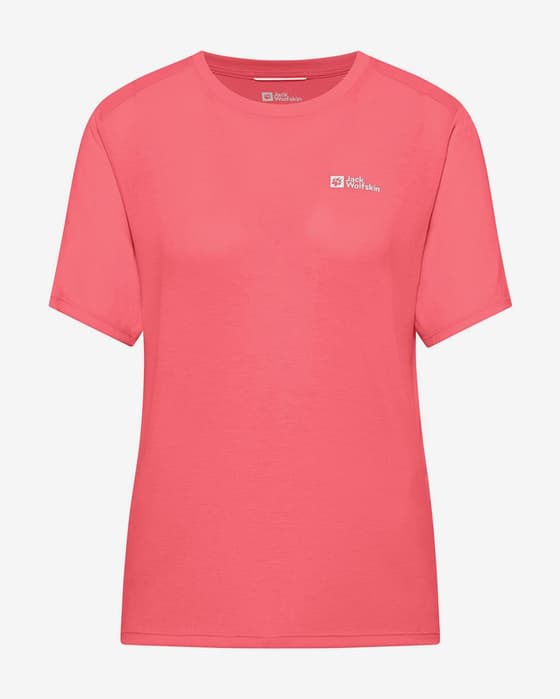 Camiseta Jack Wolfskin Vonnan manga corta rosa chicle mujer