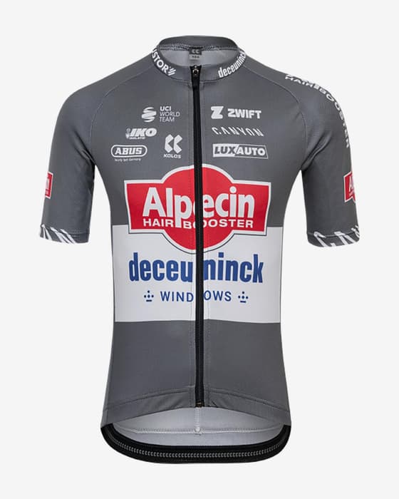 Maillot Alpecin - Deceuninck 2025 manches courtes gris blanc enfant