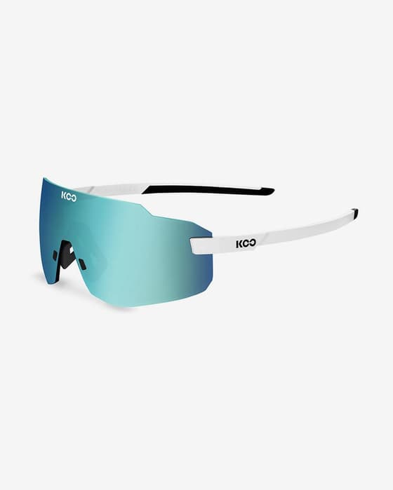 Gafas KOO Supernova blanco con lentes espejadas Zeiss turquesa