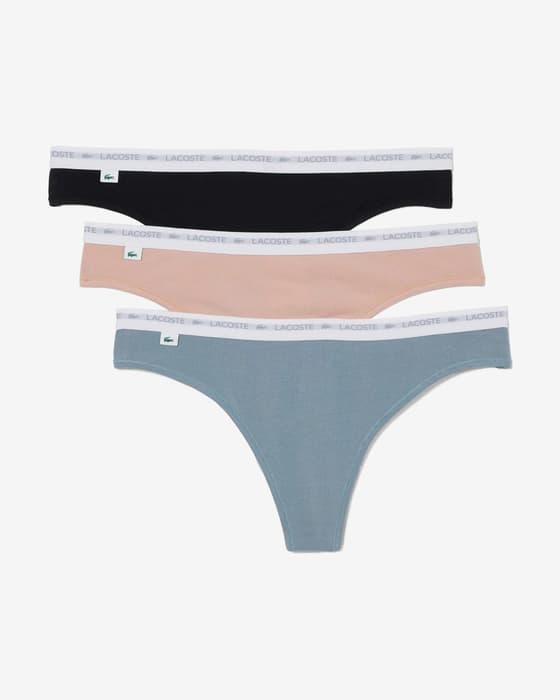 Lacoste String stringi niebiesko-różowo-czarne (3 sztuki)