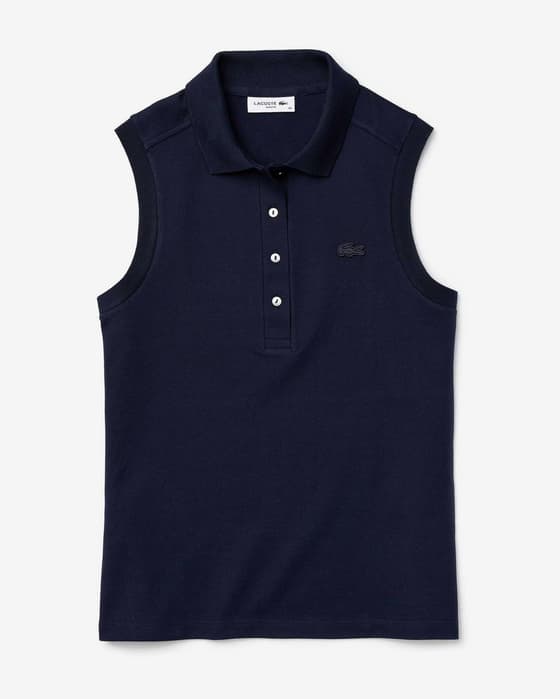 Polo Lacoste Cotton sin mangas azul marino mujer