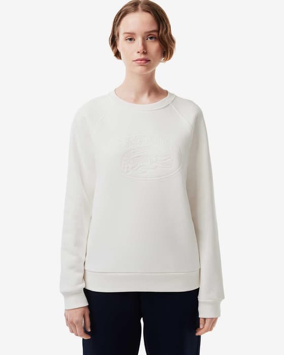 Sudadera Lacoste Logo Minimal blanco mujer