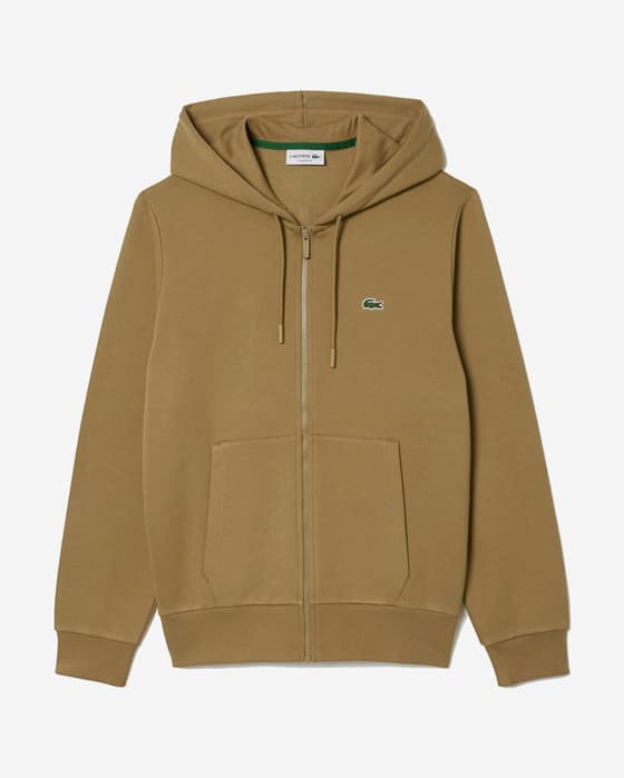 Sudadera con capucha Lacoste Colorblock Full Zip marrón verde