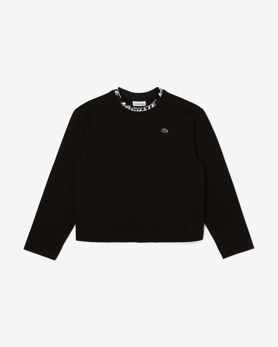 Camisola Lacoste Short Logo manga comprida preto branco mulher