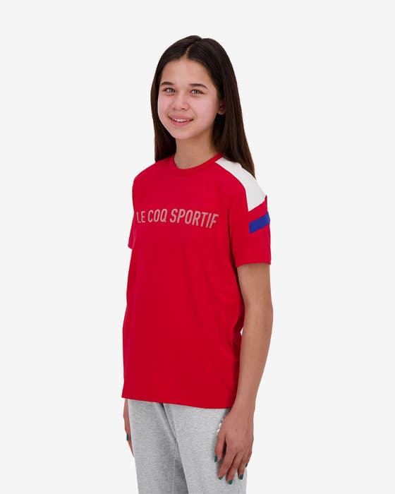 Le Coq Sportif Mini Moi Tri N2 Short Sleeve T-Shirt Red Kids
