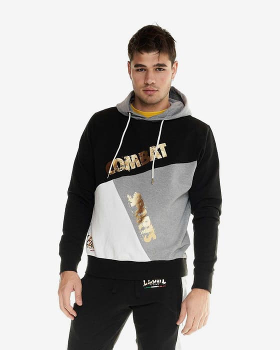 Sudadera con capucha Leone 1947 Winter Gold negro gris blanco