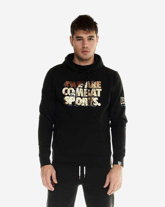 Sudadera con capucha Leone 1947 Winter Gold Logo negro dorado