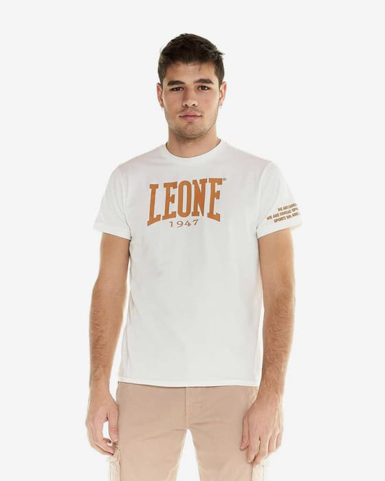 Camiseta Leone 1947 Shades Logo manga corta blanco beige