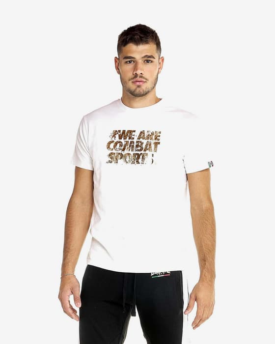 Camiseta Leone 1947 Winter Gold Logo manga corta blanco dorado