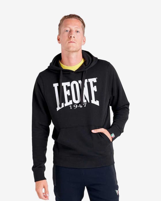 Sudadera con capucha Leone 1947 Logo Apparel negro blanco