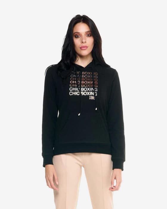 Sudadera con capucha Leone 1947 Winter Chic negro mujer